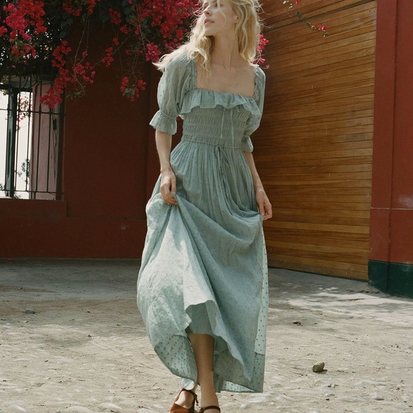 SOLD NWT Lovely Swiss Dot Cottagecore Aqua Prairie Dress* - Picture 10 of 10